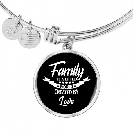 Stainless Steel Luxury Bangle With Circle Pendant | Family Is A Little World Created By Love