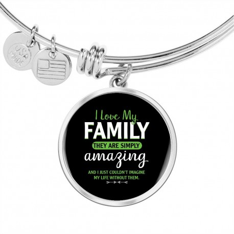 Stainless Steel Luxury Bangle With Circle Pendant | I Love My Family - They Are Simply Amazing, And I Couldnt Imagine My Life..