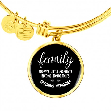 Gold Luxury Bangle With Circle Pendant | Family - Todays Little Moments Become Tomorrows Precious Memories