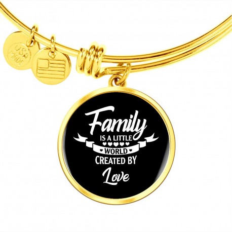 Gold Luxury Bangle With Circle Pendant | Family Is A Little World Created By Love