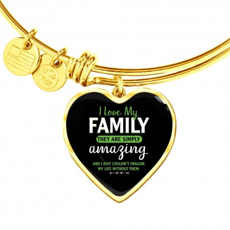 Gold Luxury Bangle With Heart Pendant | I Love My Family - They Are Simply Amazing, And I Couldnt Imagine My Life Without Them
