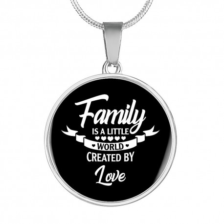 Stainless Steel Necklace With Circle Pendant | Family Is A Little World Created By Love