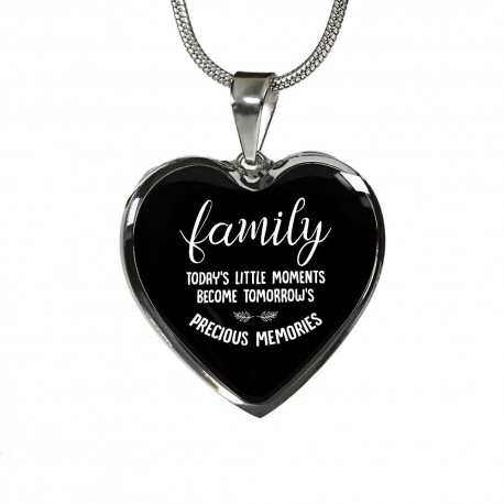 Stainless Steel Necklace With Heart Pendant | Family - Todays Little Moments Become Tomorrows Precious Memories