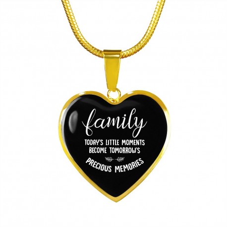 Gold Necklace With Heart Pendant | Family - Todays Little Moments Become Tomorrows Precious Memories