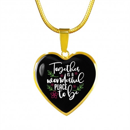Gold Necklace With Heart Pendant | Together Is A Wonderful Place To Be
