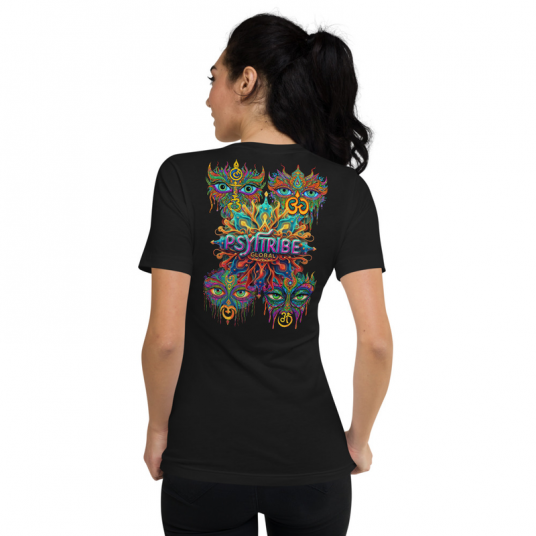 Faces of PsyTribe Global 2024 Women's Short Sleeve V-Neck T-Shirt