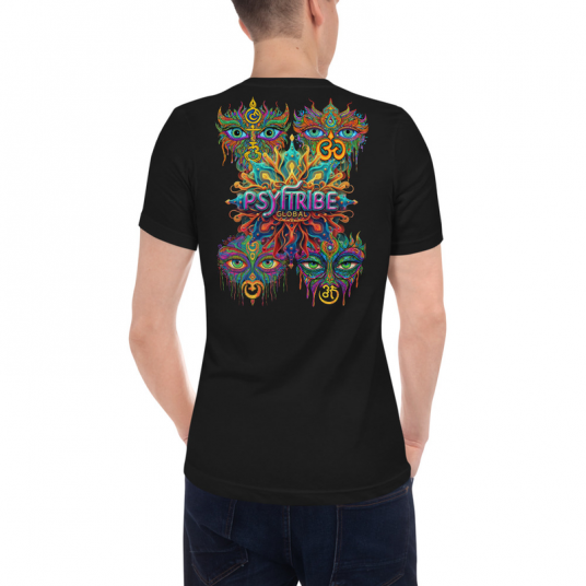 Faces of PsyTribe Global 2024 Mens Short Sleeve V-Neck T-Shirt