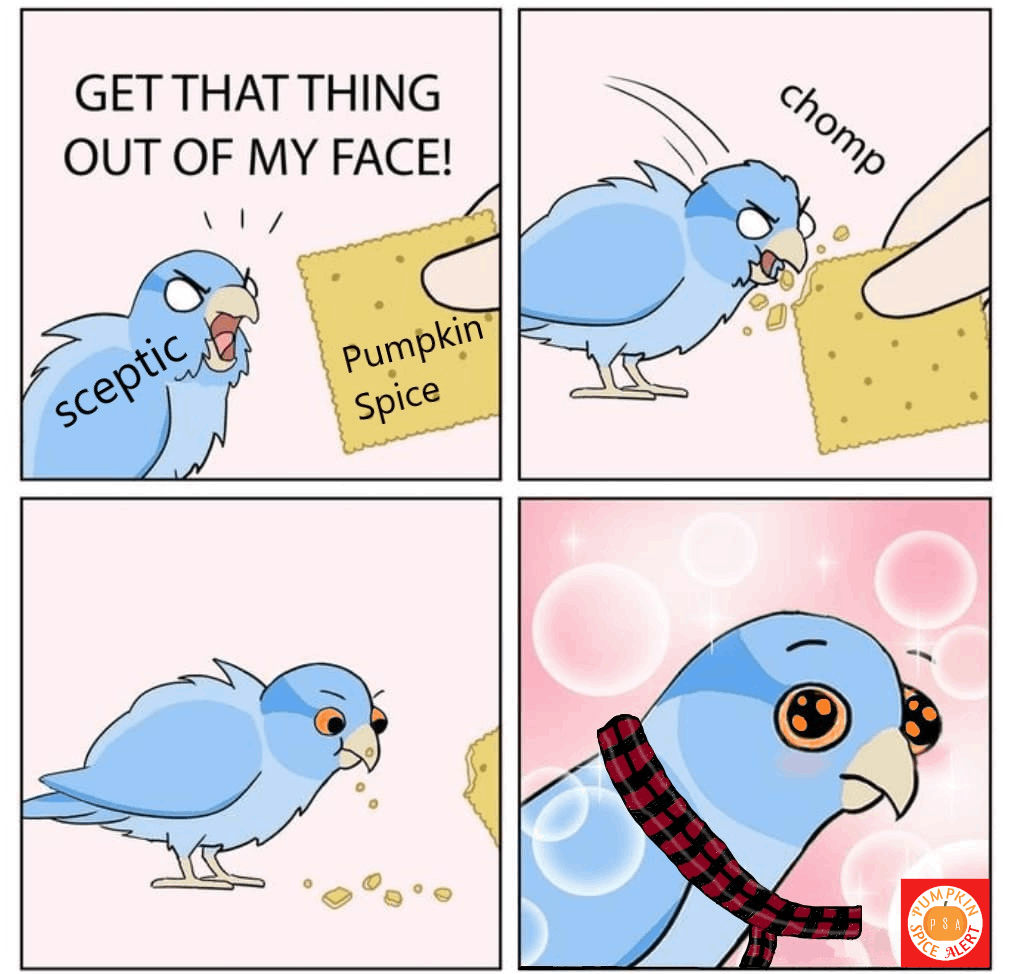 pumpkin spice bird food meme