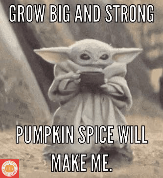 pumpkin spice baby yoda meme 1