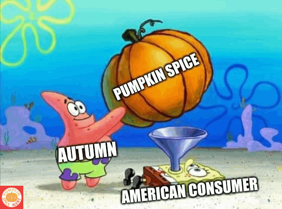 pumpkin spice patrick-spongebob meme