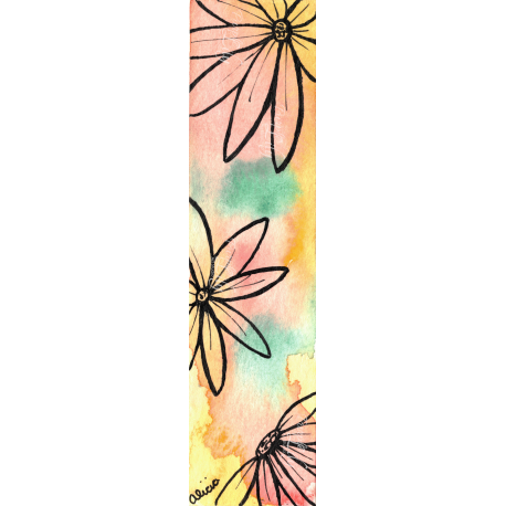 Large Daisies on Red, Green, and Yellow Bookmark