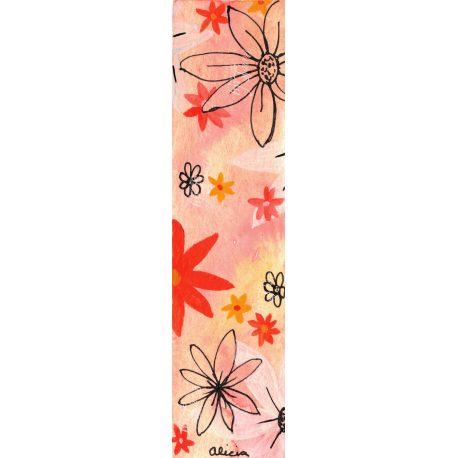 Small and Medium Daisies on Red, Orange, and Yellow Bookmark