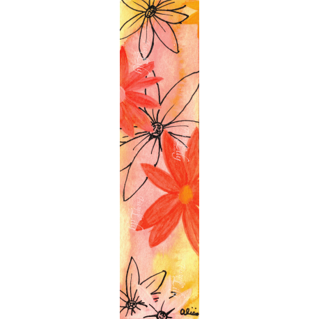 Large Daisies on Red, Orange, and Yellow Bookmark