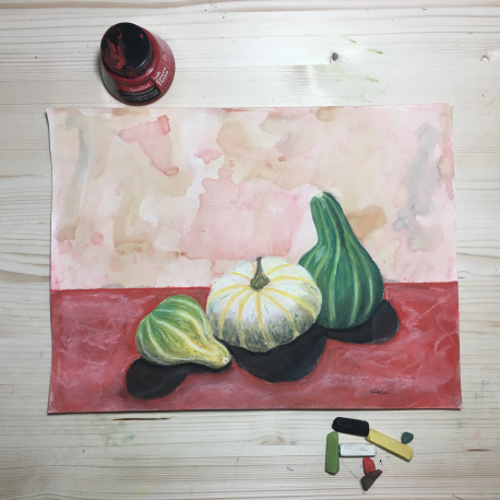 Little White Pumpkin and Two Gourds (original)