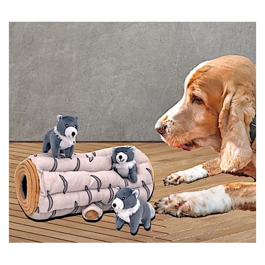 ZippyPaws Zippy Burrow Arctic Wolf - Puzzle Dog Toy - Hide and Seek