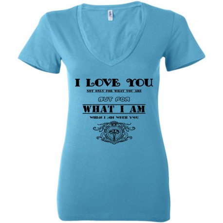 Bella Ladies Deep V-Neck T-Shirts - I Love You Not...