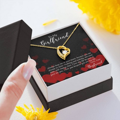 To My Girlfriend - Forever Love Necklaces With Message Card (18k Yellow Gold)