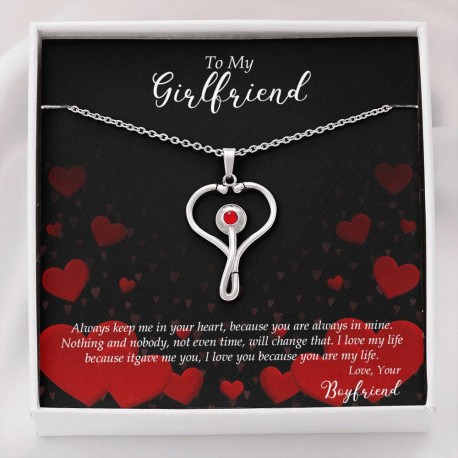 To My Girlfriend - Stethoscope Necklaces Embellished With Red Swarovski® Crystal (Standard Box)