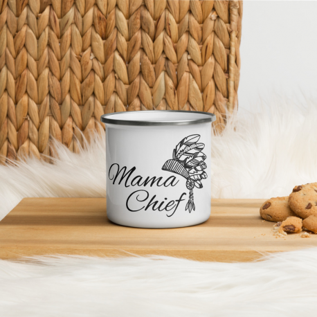 Mama Chief Coffee Enamel Mug, Camping Mug