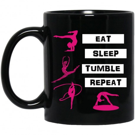 Eat Sleep Tumble Repeat  11 oz. Black Mug