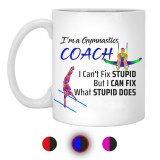 I'm A Gymnastics Coach I Can't Fix Stupid But I Can Fix What Stupid Does 11 oz. White Mug