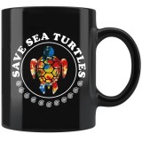 Save Sea Turtles  Black Mug