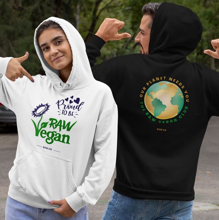 raw vegan slogans hoodies