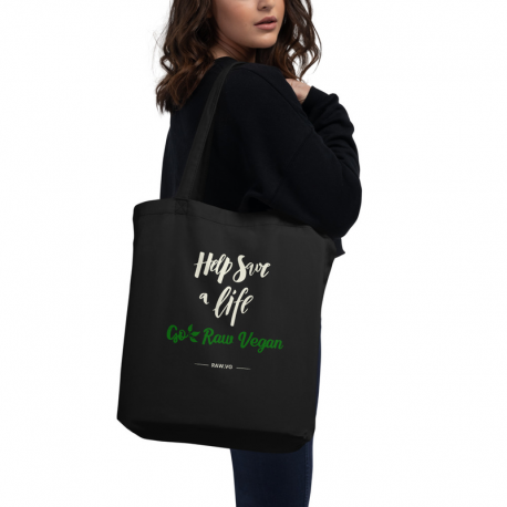 Help Save A Life Go Raw Vegan Eco Tote Bag Black