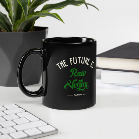 The Future Is Raw Vegan Black Glossy Mug (USA Only)