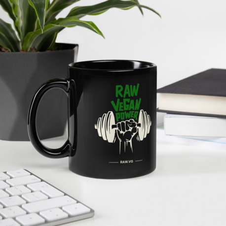 Raw Vegan Power Black Glossy Mug (USA Only)