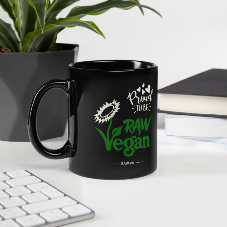 Proud To Be Raw Vegan V1 Black Glossy Mug (USA Only)