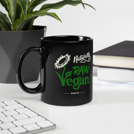 Naturally Raw Vegan Black Glossy Mug (USA Only)