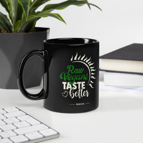 Raw Vegans Taste Better Black Glossy Mug (USA Only)