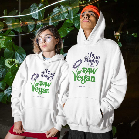 I Am Happy Raw Vegan V1 Premium Unisex Eco Hoodie (Dark Design)