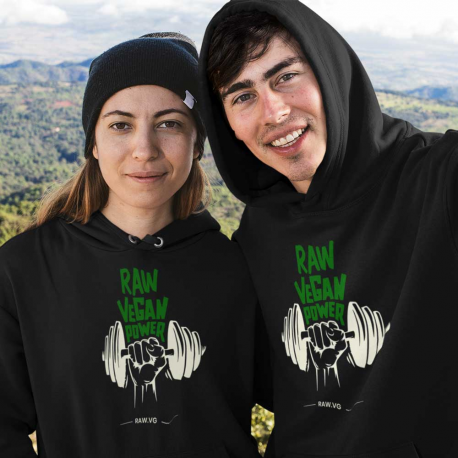 Raw Vegan Power Premium Unisex Eco Hoodie (Light Design)