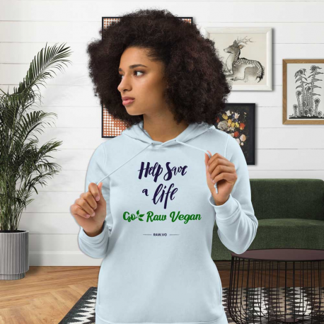Help Save A Life Go Raw Vegan Women's Eco Fitted Hoodie (Dark Design)