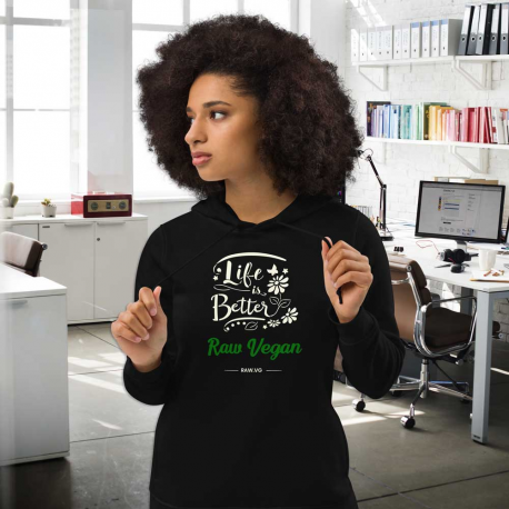Life Is Better Raw Vegan Women's Eco Fitted Hoodie (Light Design)