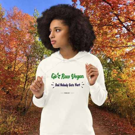 Go Raw Vegan & Nobody Gets Hurt Women's Eco Fitted Hoodie (Dark Design)