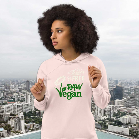 Wild & Free Raw Vegan V1 Women's Eco Fitted Hoodie (Light Design)