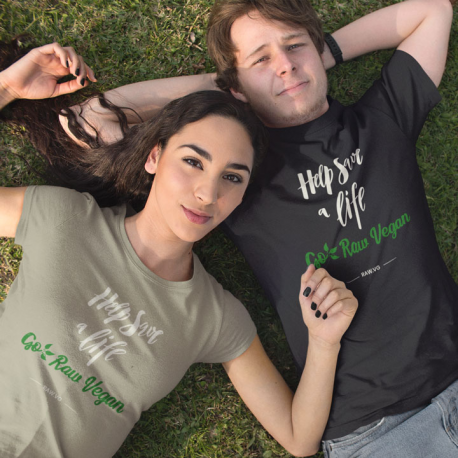 Help Save A Life Go Raw Vegan Unisex Organic Cotton T-Shirt (Light Design)
