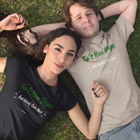 Go Raw Vegan & Nobody Gets Hurt Unisex Organic Cotton T-Shirt (Light Design)