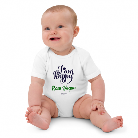 I Am Happy Raw Vegan V2 Organic Cotton Baby Bodysuit