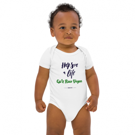 Help Save A Life Go Raw Vegan Organic Cotton Baby Bodysuit