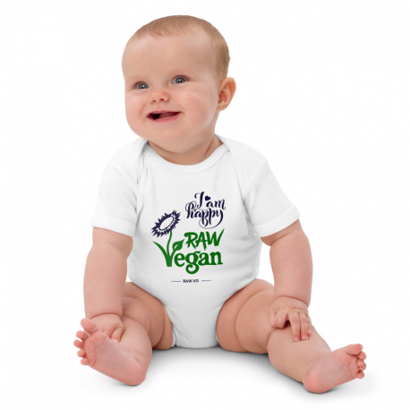I Am Happy Raw Vegan V1 Organic Cotton Baby Bodysuit