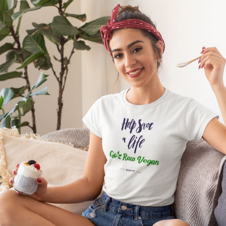 Help Save A Life Go Raw Vegan Women’s Organic Cotton T-Shirt (Dark Design)