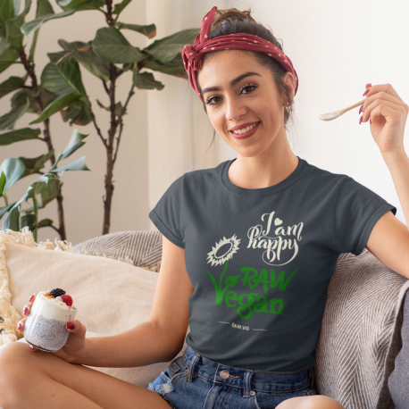 I Am Happy Raw Vegan V1 Women’s Organic Cotton T-Shirt (Light Design)
