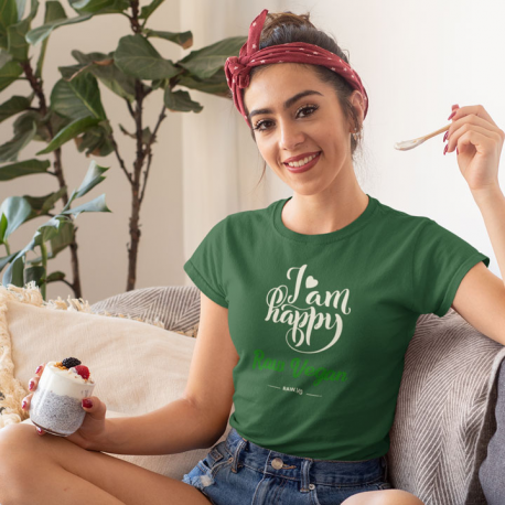 I Am Happy Raw Vegan V2 Women’s Organic Cotton T-Shirt (Light Design)