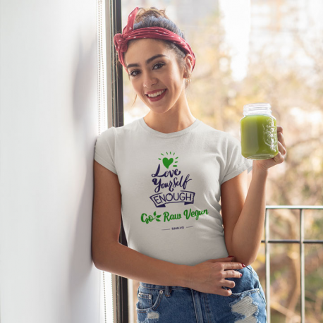 Love Yourself Enough Go Raw Vegan Women’s Organic Cotton T-Shirt (Dark Design)