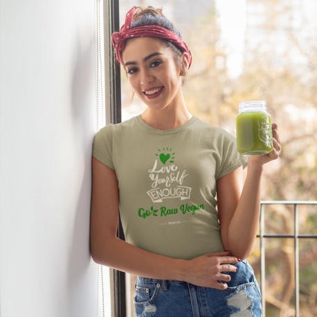 Love Yourself Enough Go Raw Vegan Women’s Organic Cotton T-Shirt (Light Design)