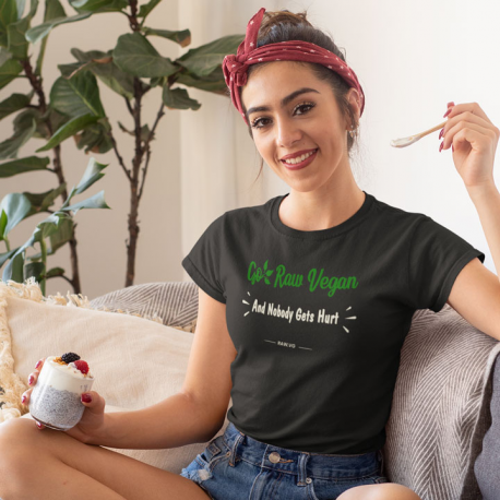 Go Raw Vegan & Nobody Gets Hurt Women’s Organic Cotton T-Shirt (Light Design)